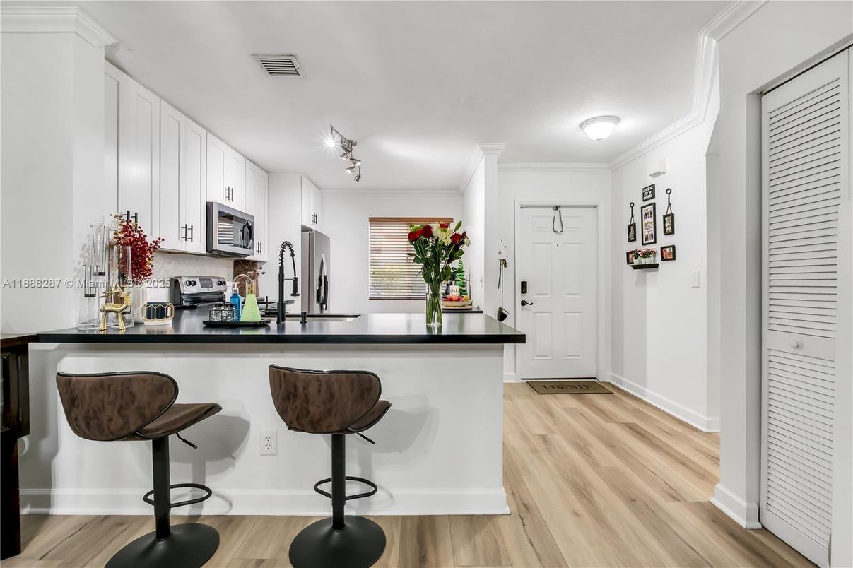 Interior, Kitchen, Stainless Steel Appliances, Wood Texture Flooring