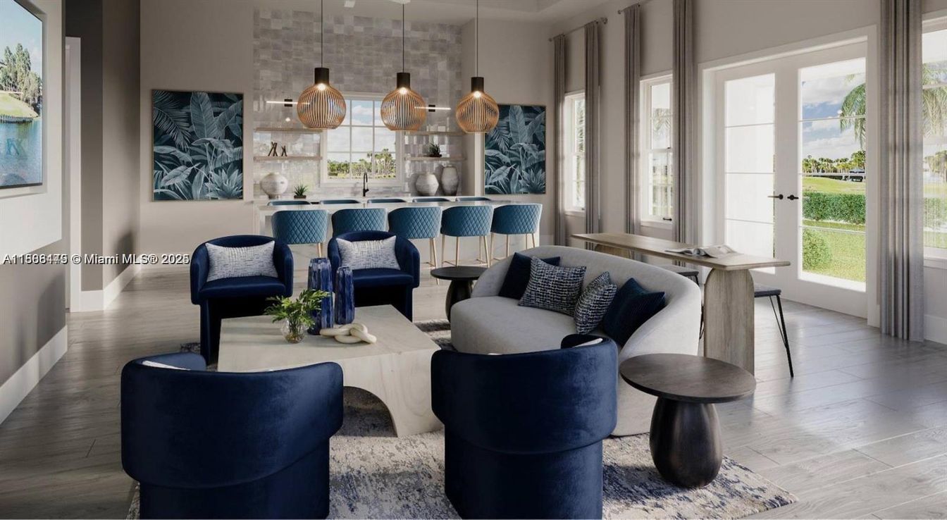 Interior, Kitchen, Living room, Pendant Lights, Wood Texture Flooring
