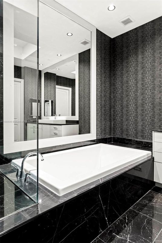 Bathroom, Interior, Marble, Recessed Lighting