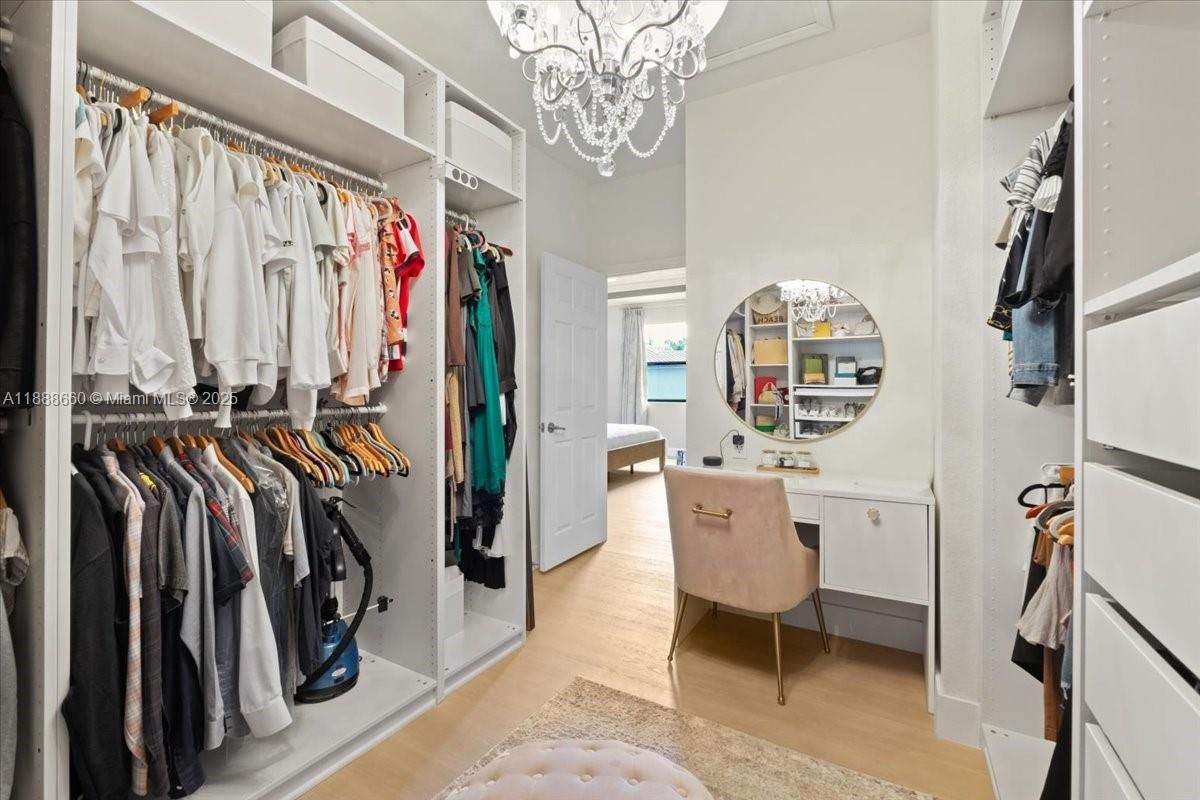 Chandelier, Interior, Walk-in Closets, Wood Texture Flooring