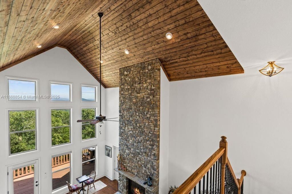 Fireplace, Interior, Pendant Lights, Recessed Lighting, Wooden Ceilings