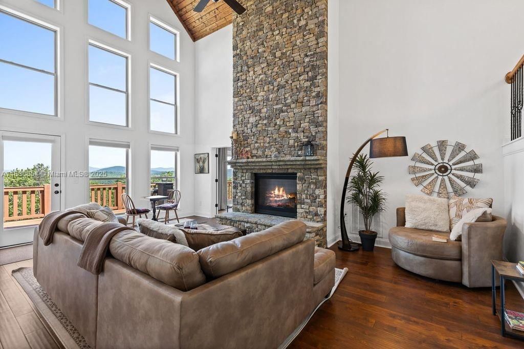 Fireplace, Interior, Living room, Stone Walls, Wooden Beams, Wooden Ceilings, Wood Texture Flooring