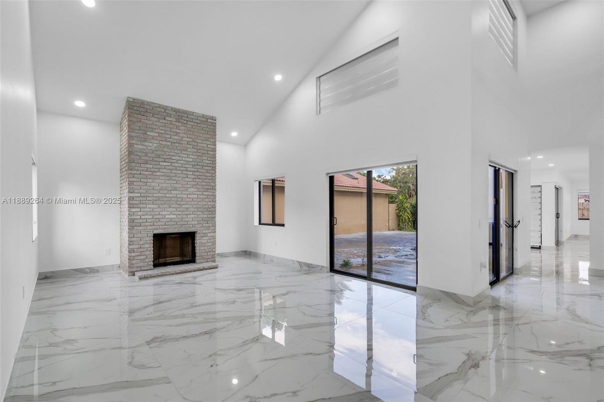 Fireplace, Interior, Marble, Recessed Lighting