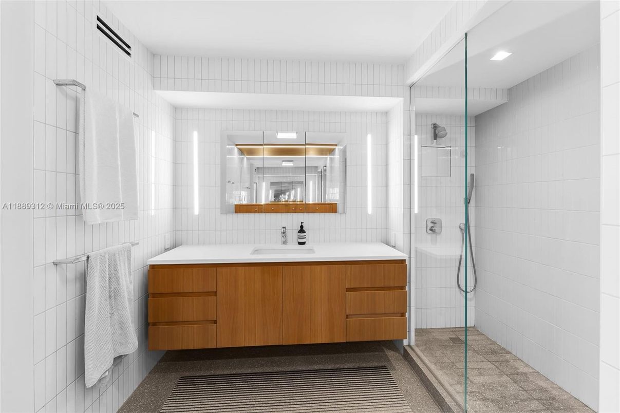 Bathroom, Glass Shower, Interior, Recessed Lighting