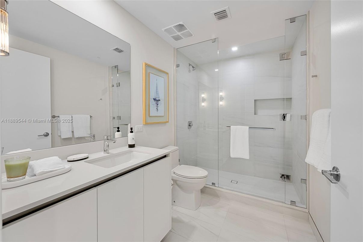Bathroom, Glass Shower, Interior, Recessed Lighting