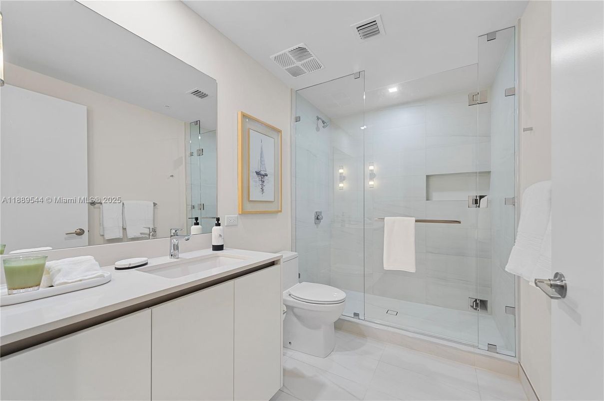 Bathroom, Glass Shower, Interior, Recessed Lighting