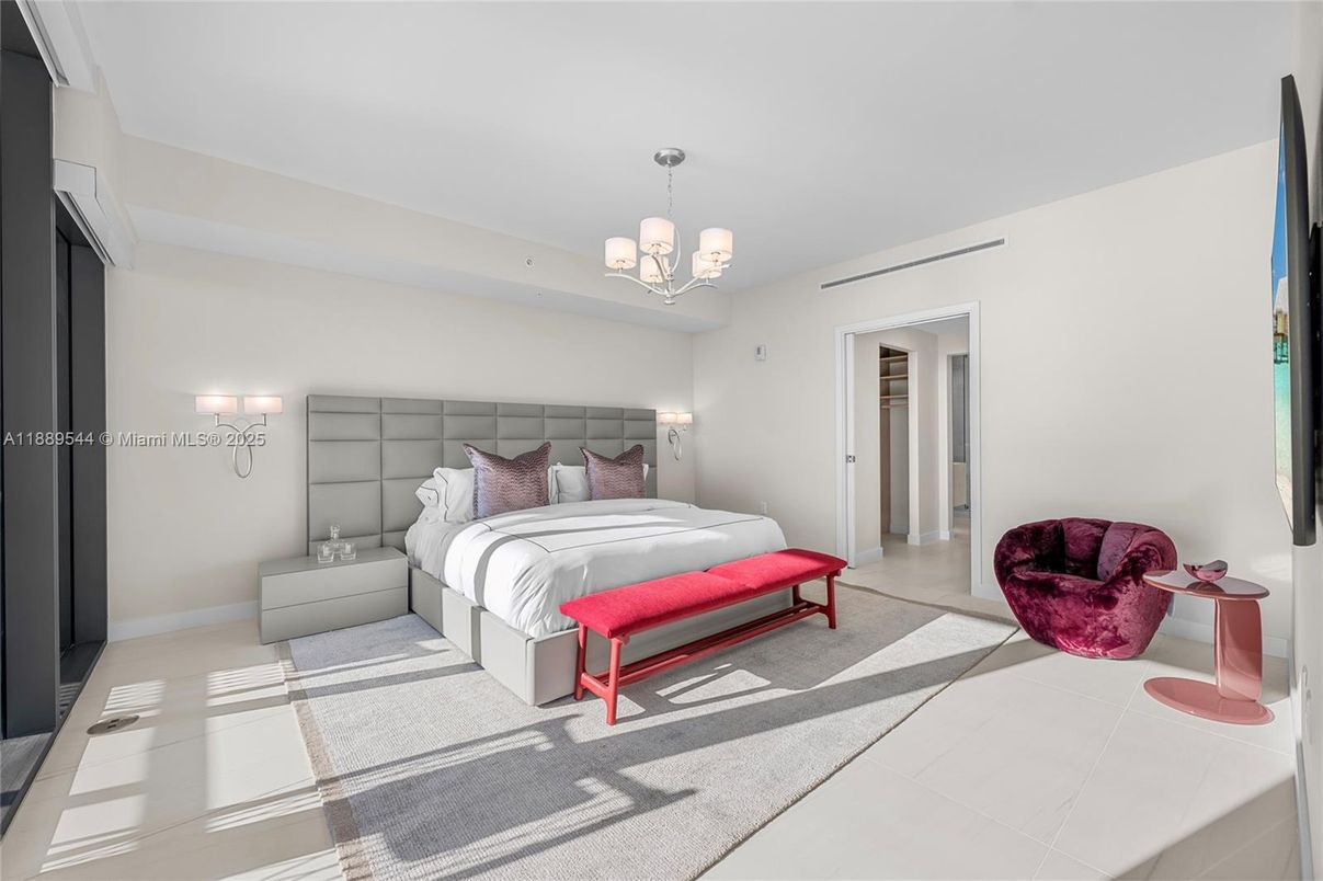 Bedroom, Chandelier, Interior