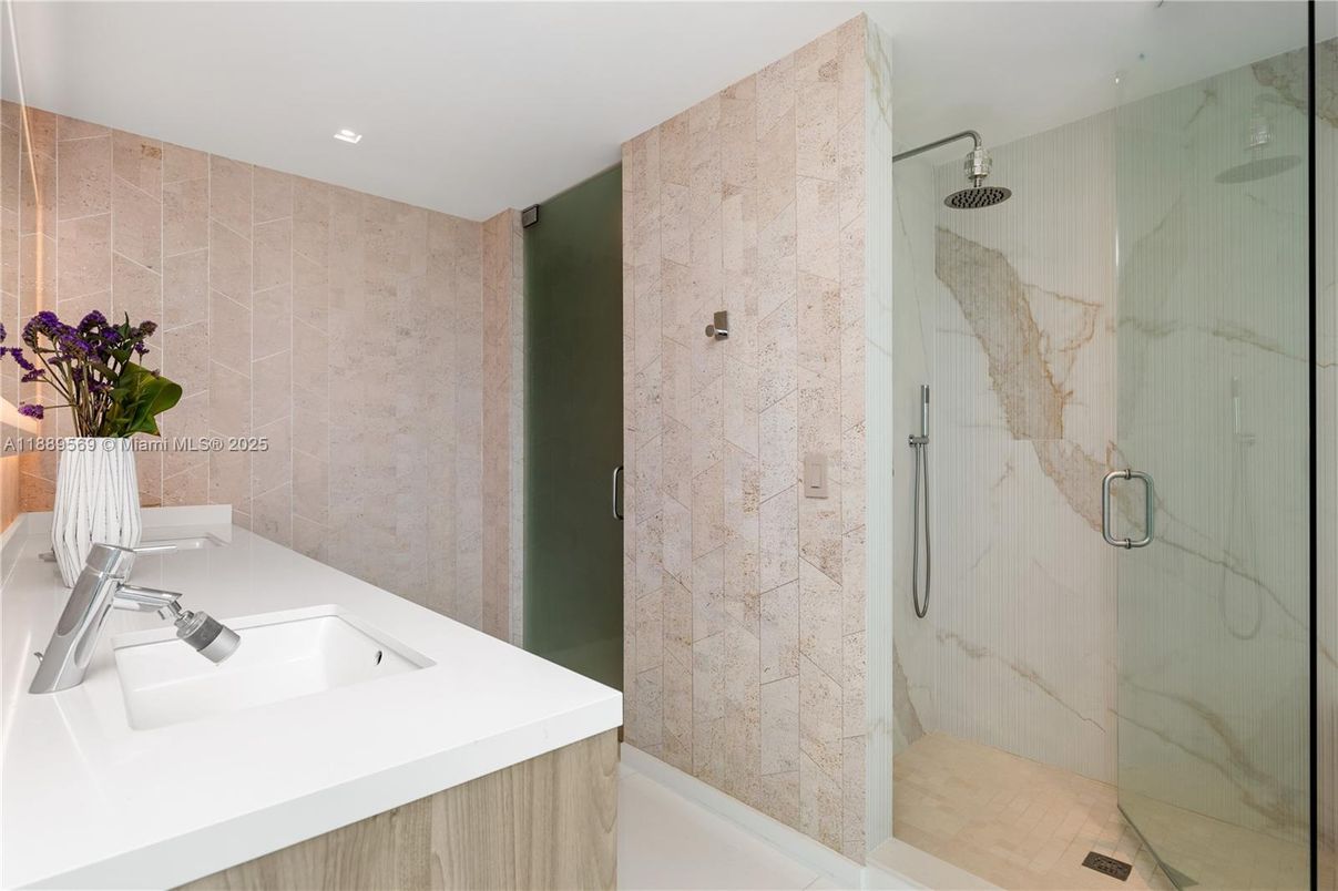 Bathroom, Glass Shower, Interior, Recessed Lighting