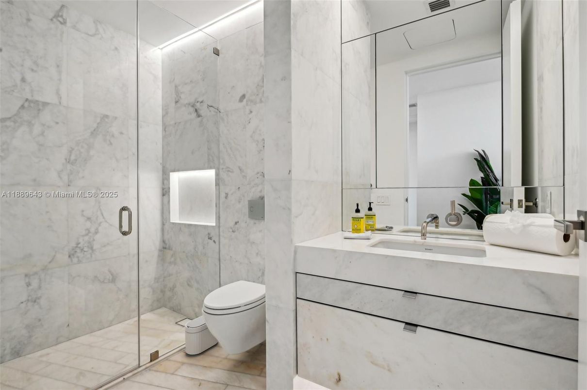 Bathroom, Glass Shower, Interior, Marble Walls