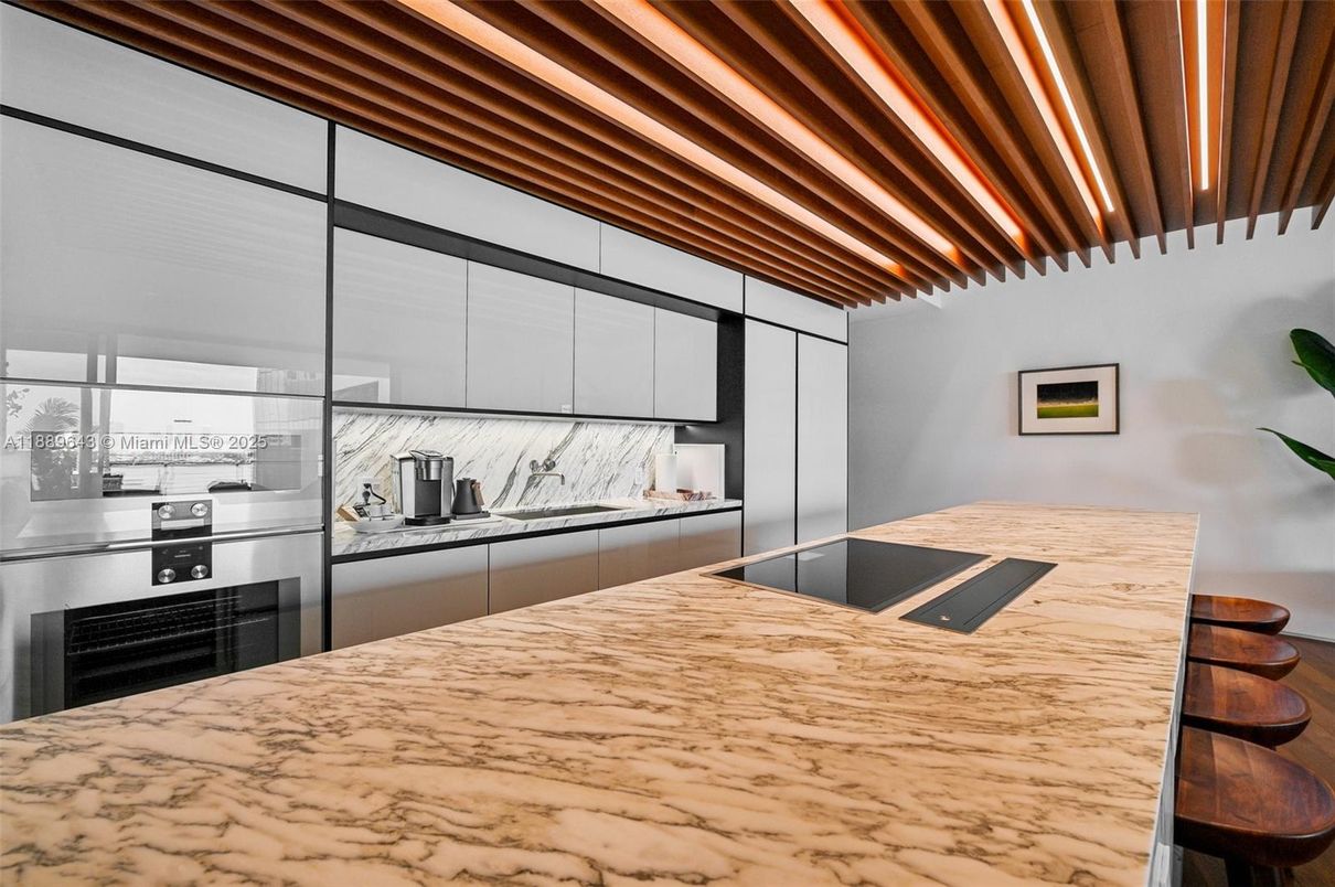 Interior, Kitchen, Stainless Steel Appliances, Wooden Beams, Wood Texture Flooring