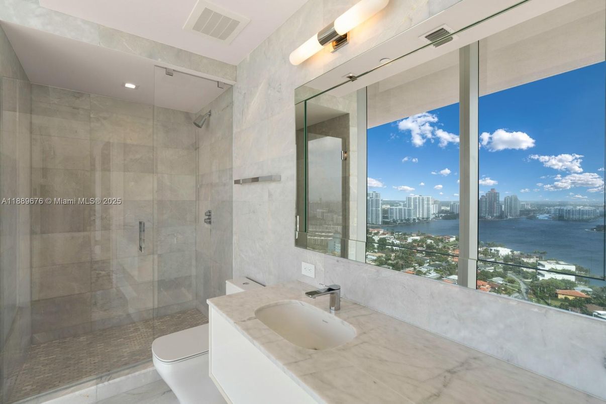 Bathroom, Glass Shower, Interior, Recessed Lighting, Water