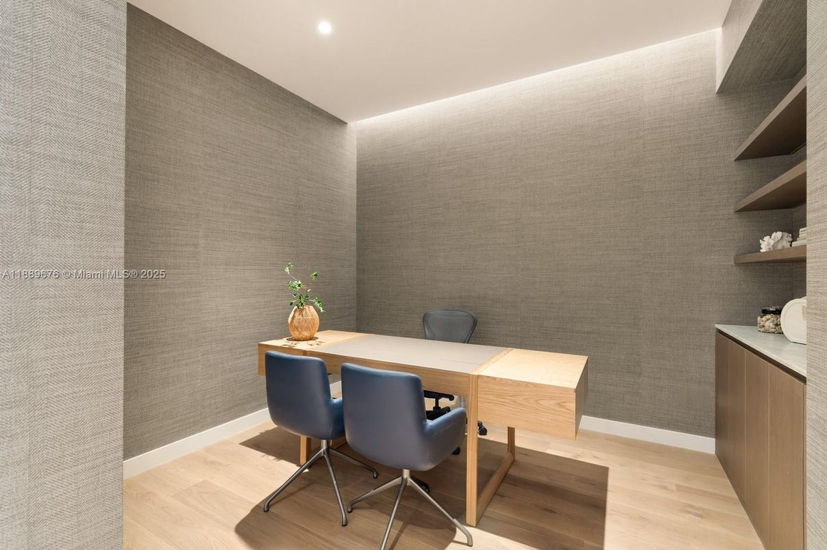 Home Office, Interior, Recessed Lighting, Wood Texture Flooring