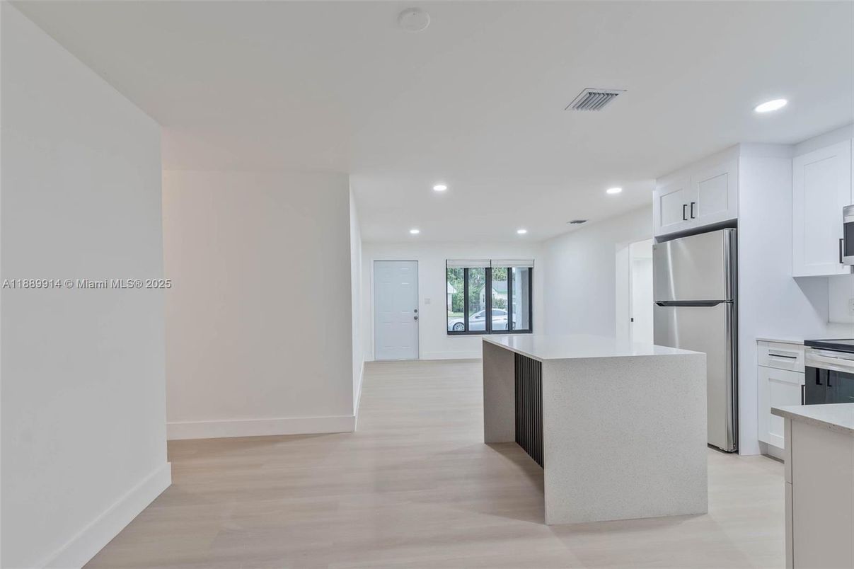 Interior, Kitchen, Recessed Lighting, Wood Texture Flooring