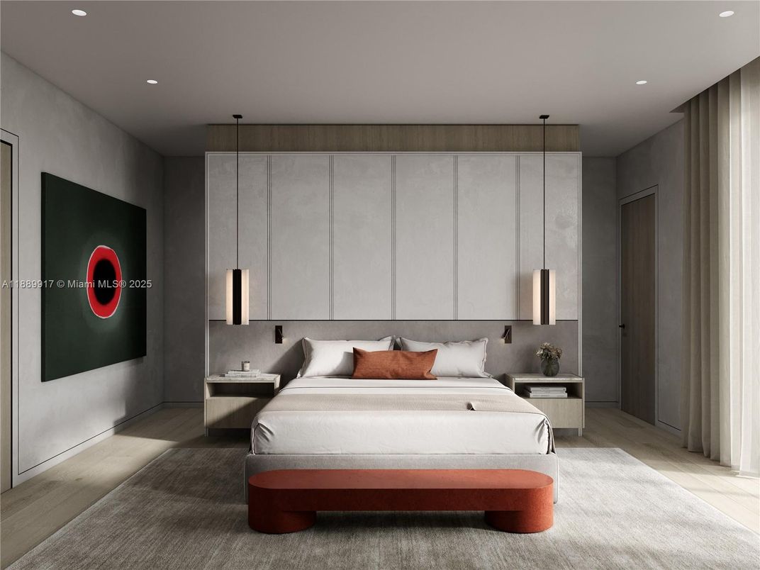 Bedroom, Interior, Pendant Lights, Recessed Lighting