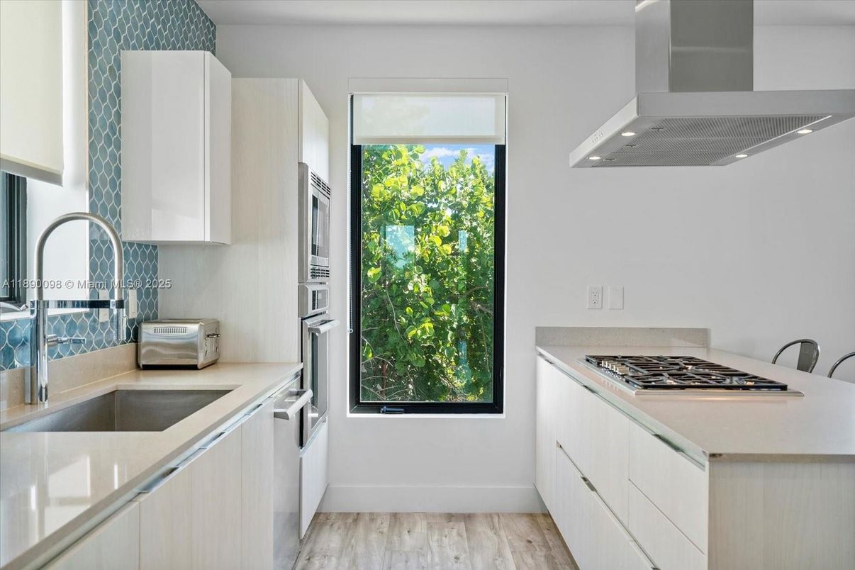 Interior, Kitchen, Stainless Steel Appliances, Wood Texture Flooring