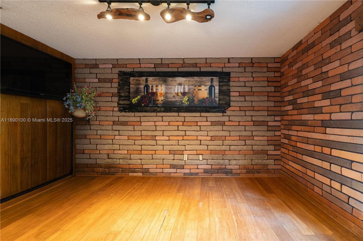 Empty room, Interior, Stone Walls, Wood Texture Flooring