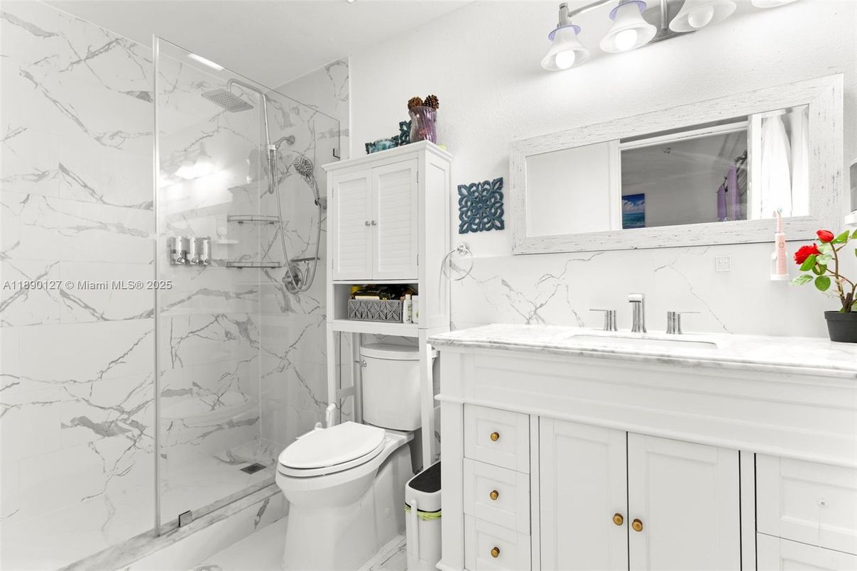 Bathroom, Glass Shower, Interior, Marble Walls