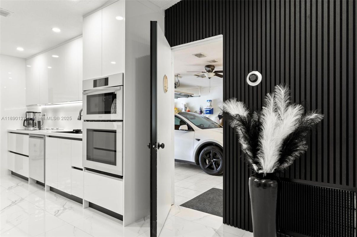 Interior, Kitchen, Marble, Recessed Lighting, Stainless Steel Appliances