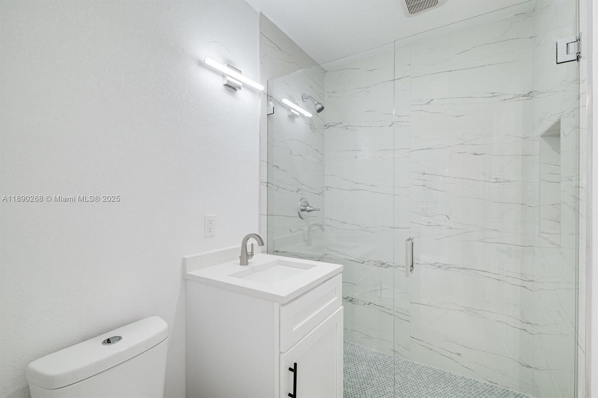 Bathroom, Glass Shower, Interior, Marble Walls