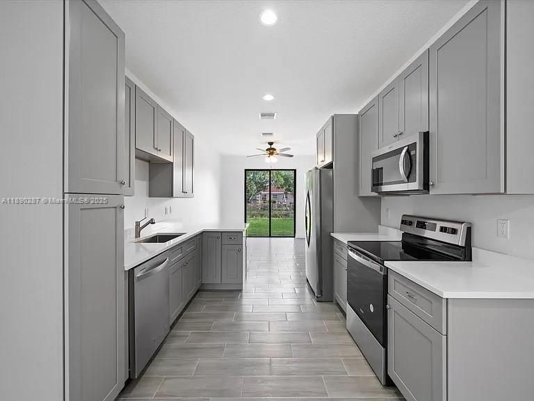 Interior, Kitchen, Recessed Lighting, Wood Texture Flooring