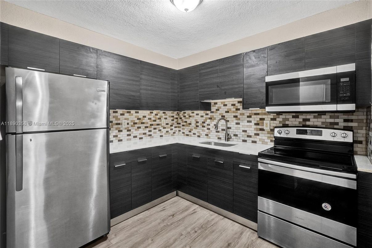 Interior, Kitchen, Stainless Steel Appliances, Wood Texture Flooring