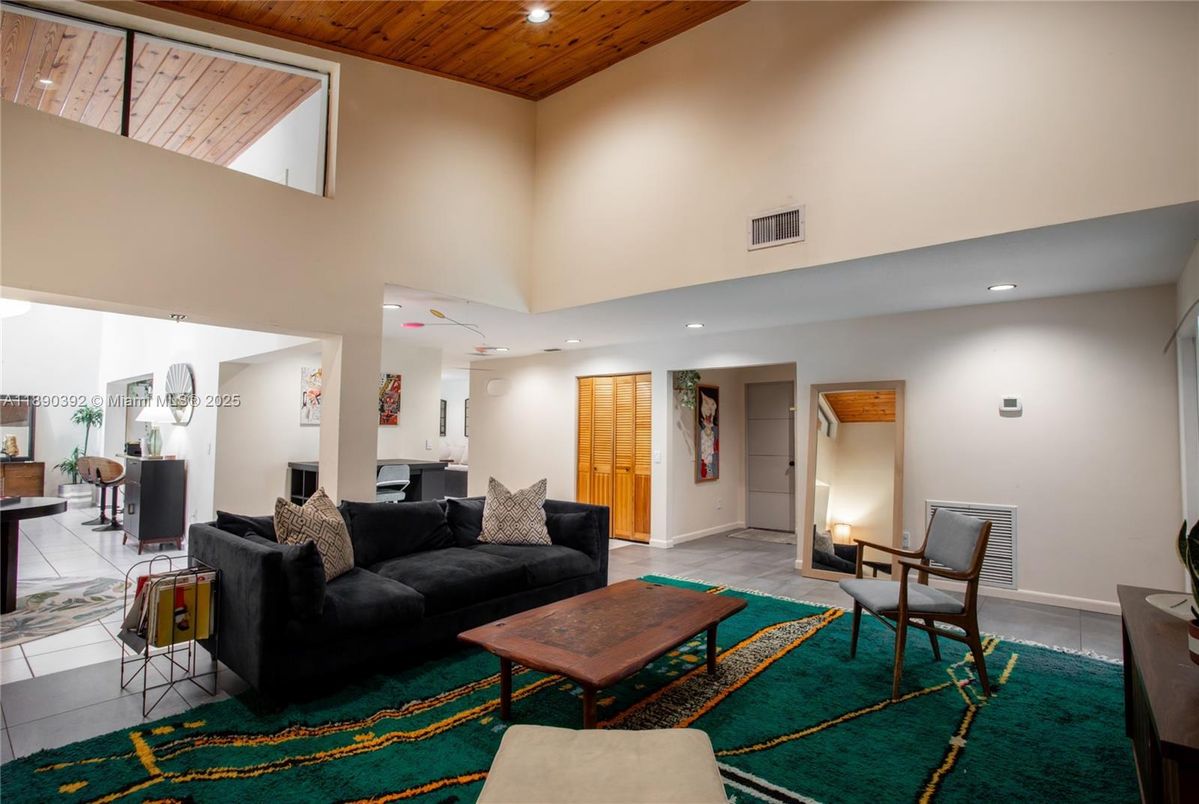 Interior, Living room, Recessed Lighting, Wooden Ceilings