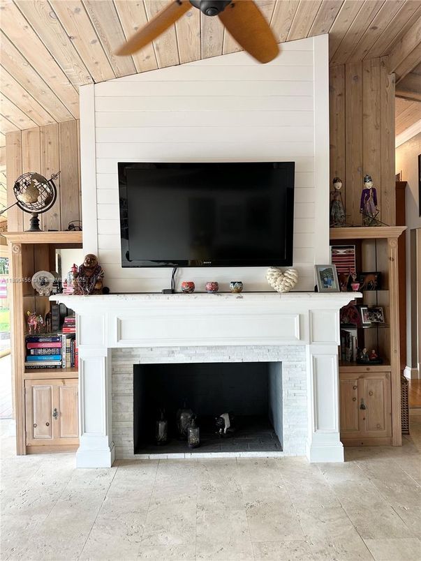Fireplace, Interior, Wooden Ceilings