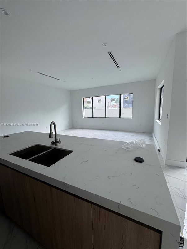 Empty room, Interior, Kitchen, Marble, Recessed Lighting
