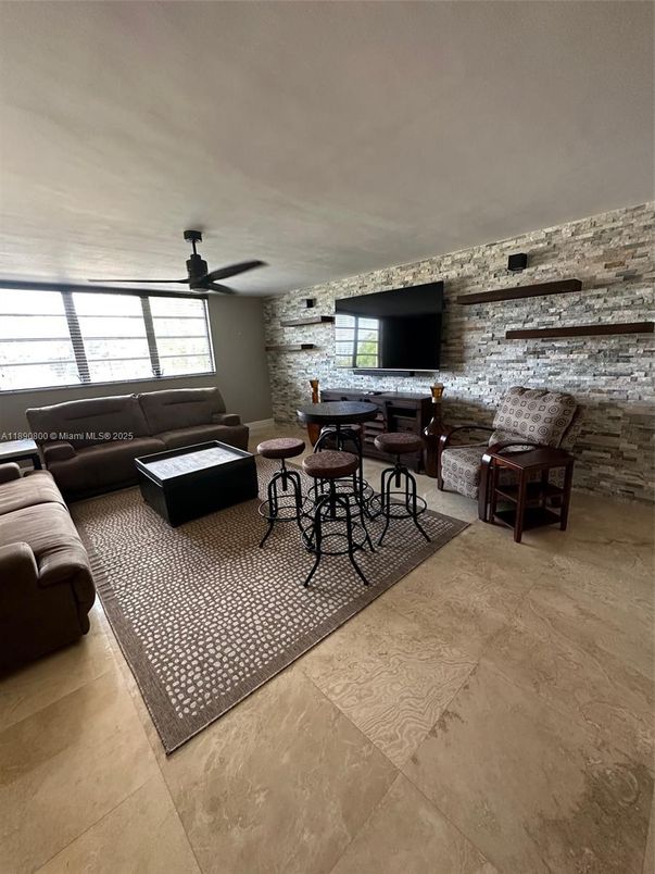 Interior, Living room, Stone Walls