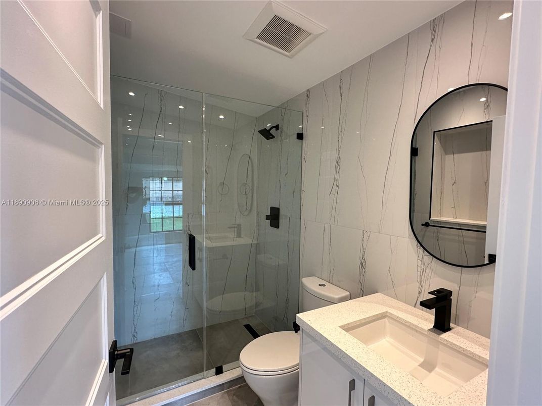Bathroom, Glass Shower, Interior, Recessed Lighting