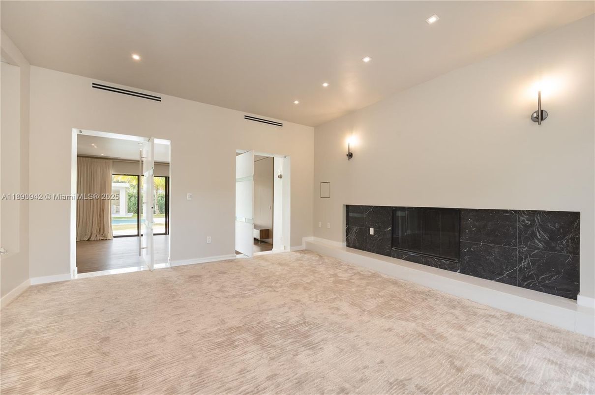 Empty room, Fireplace, Interior, Recessed Lighting