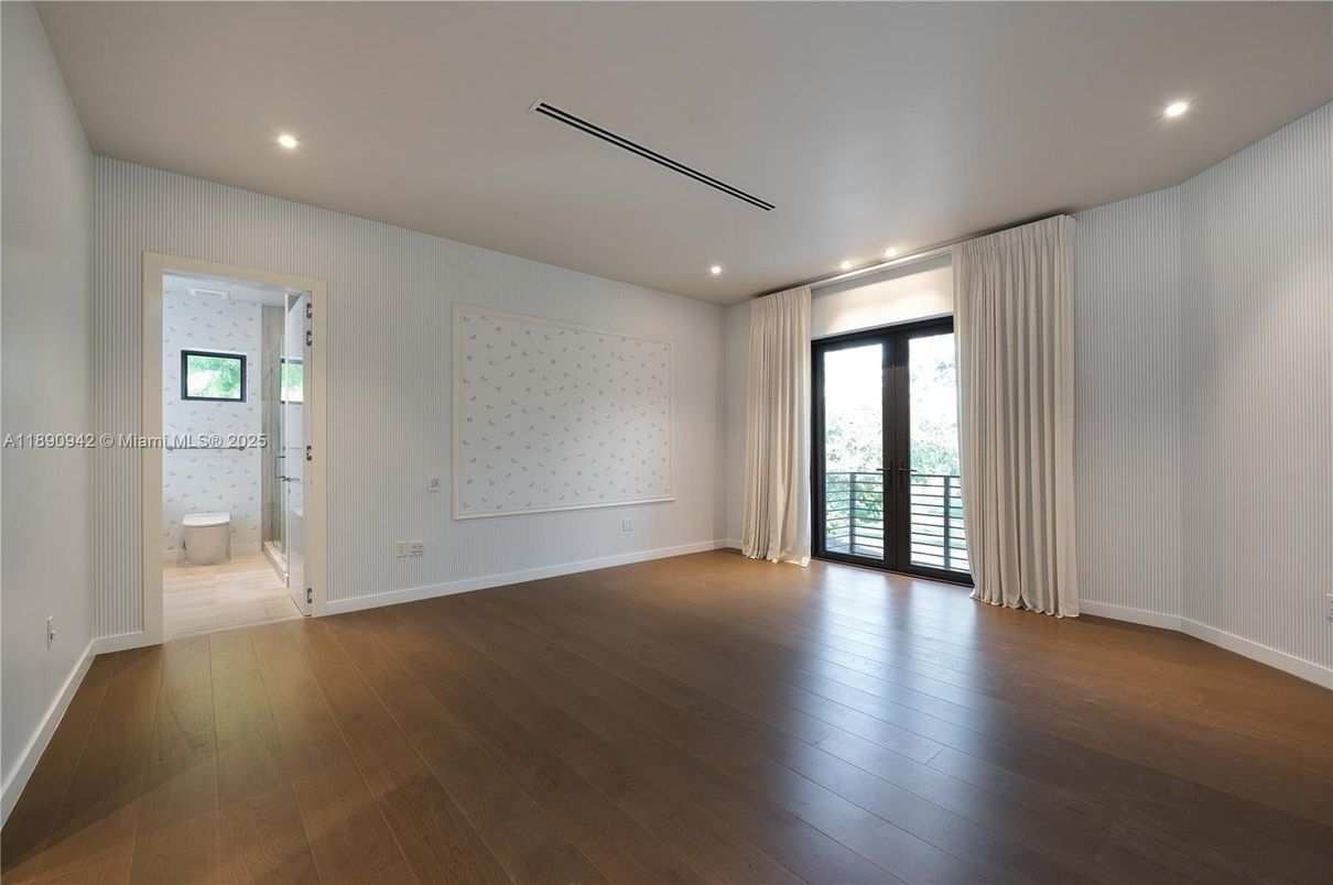 Bathroom, Empty room, Interior, Recessed Lighting, Wood Texture Flooring