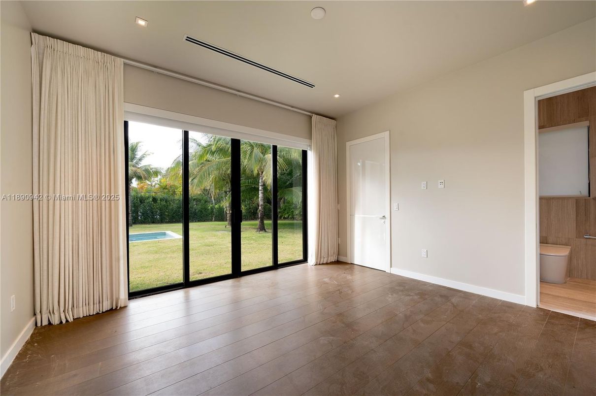 Bathroom, Empty room, Interior, Recessed Lighting, Wood Texture Flooring