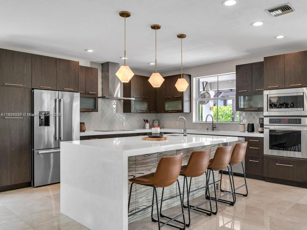 Interior, Kitchen, Pendant Lights, Recessed Lighting, Stainless Steel Appliances