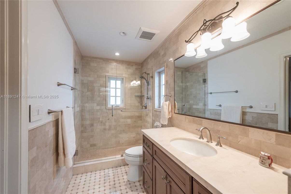 Bathroom, Glass Shower, Interior, Recessed Lighting