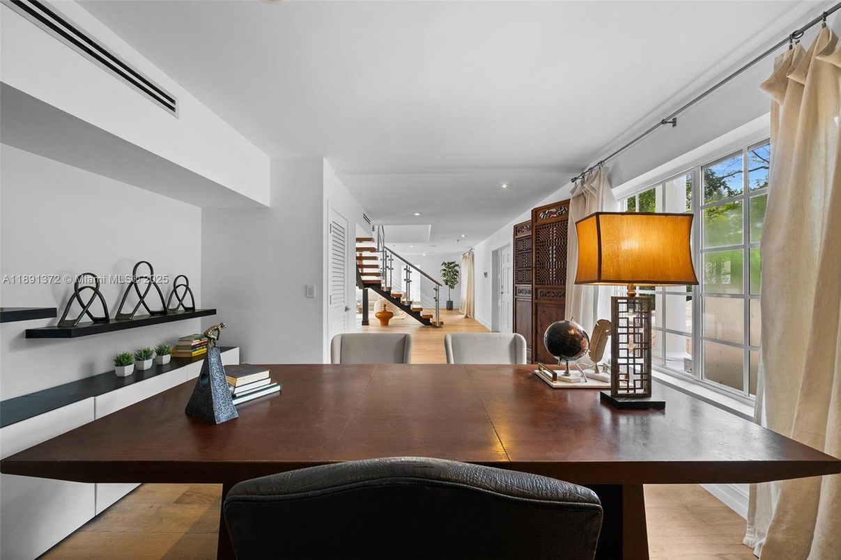 Home Office, Interior, Recessed Lighting, Wood Texture Flooring