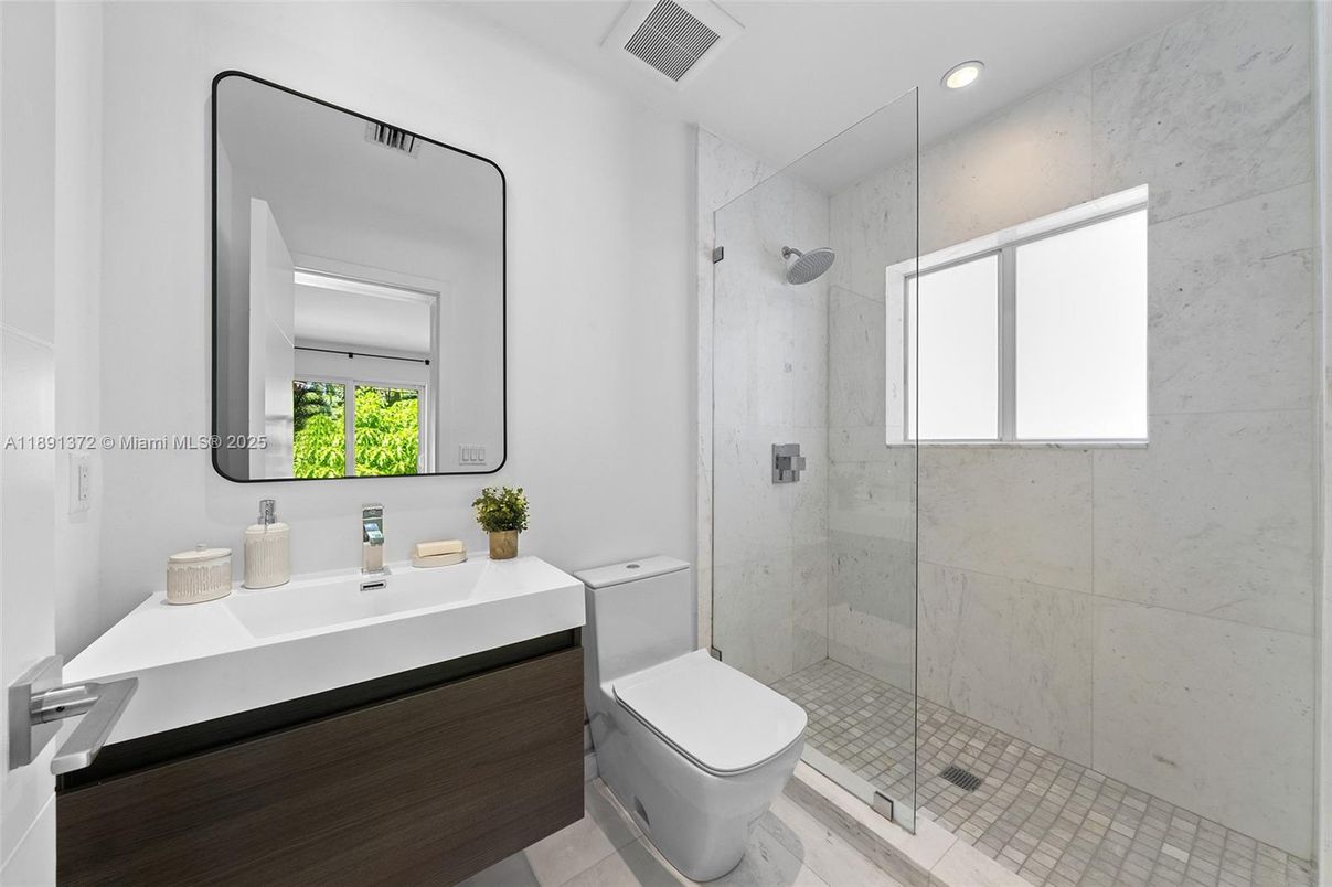 Bathroom, Glass Shower, Interior, Recessed Lighting