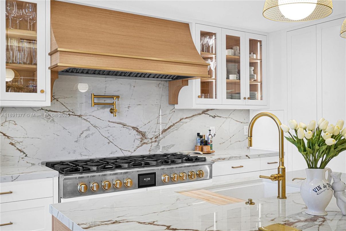 Interior, Kitchen, Marble Walls, Stainless Steel Appliances
