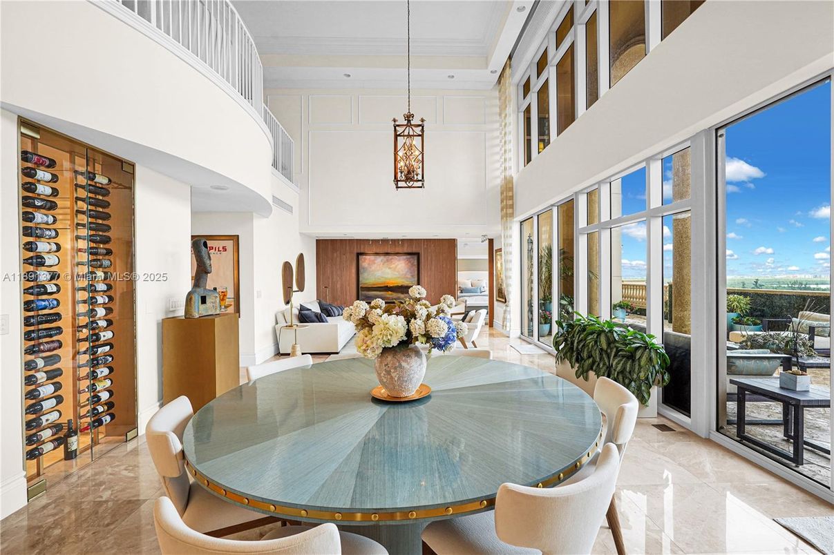 Dining room, Fireplace, Interior, Pendant Lights
