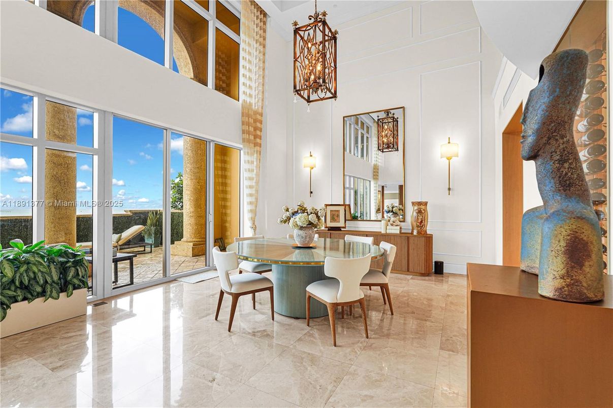 Dining room, Interior, Pendant Lights, Water