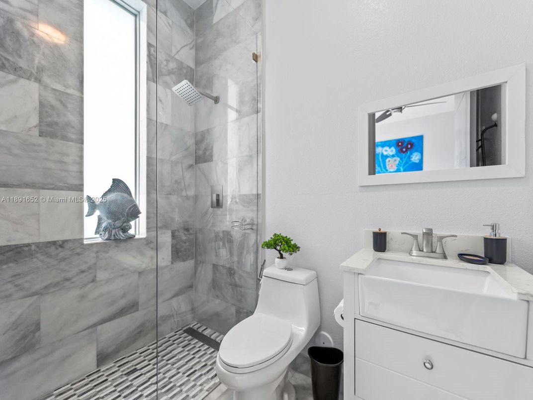 Bathroom, Glass Shower, Interior, Marble Walls