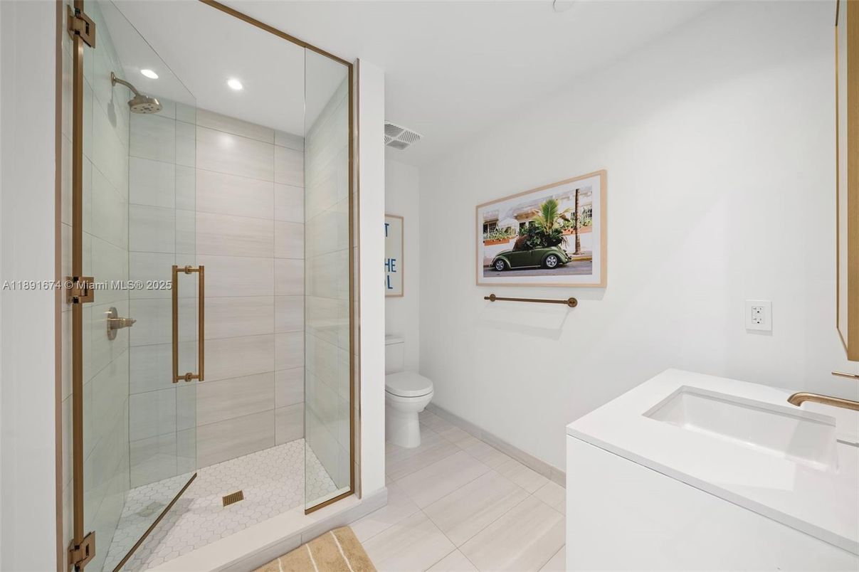 Bathroom, Glass Shower, Interior, Recessed Lighting