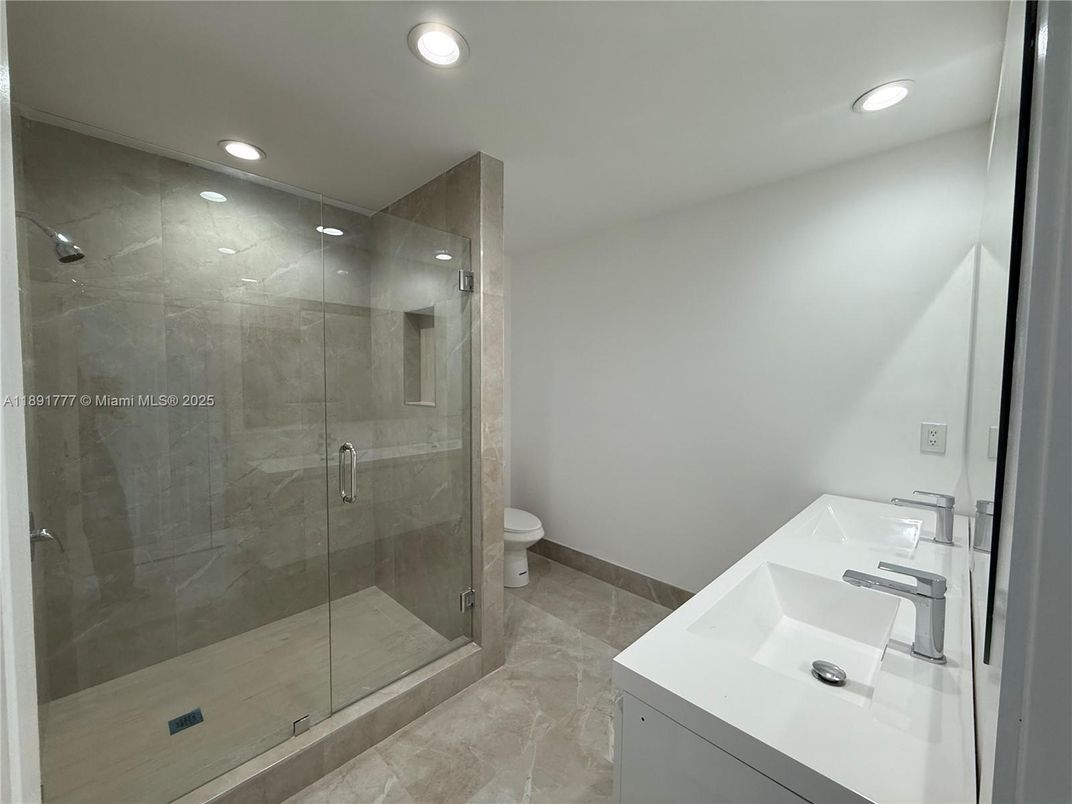 Bathroom, Glass Shower, Interior, Recessed Lighting
