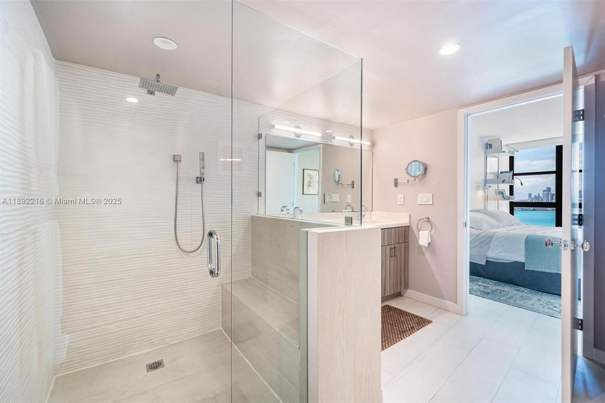 Bathroom, Bedroom, Dual Sink Vanities, Glass Shower, Interior, Recessed Lighting