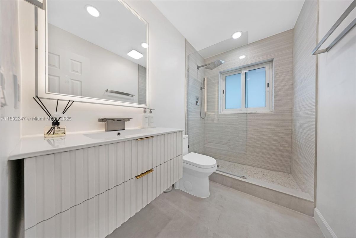 Bathroom, Glass Shower, Interior, Recessed Lighting