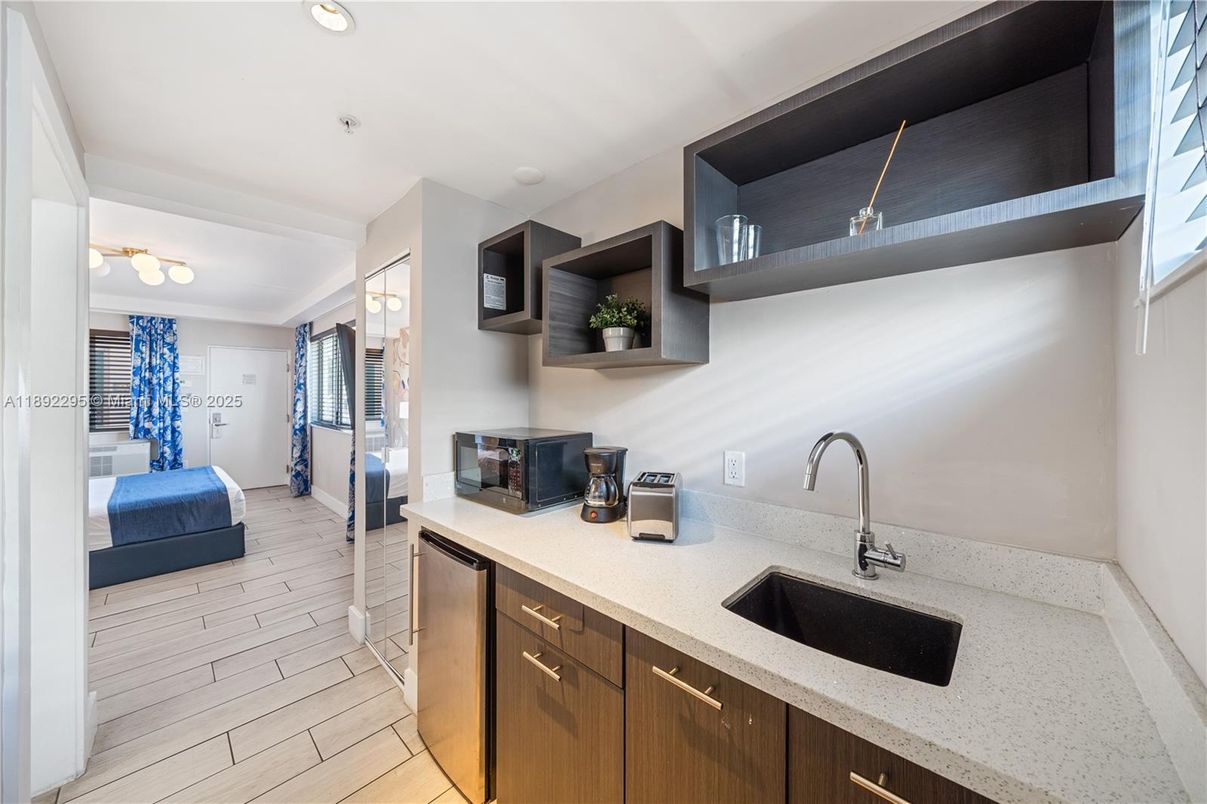 Interior, Kitchen, Recessed Lighting, Wood Texture Flooring