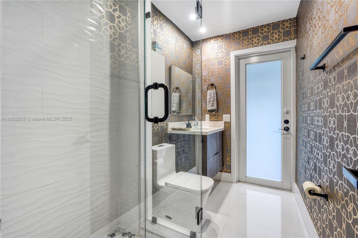 Bathroom, Glass Shower, Interior, Recessed Lighting