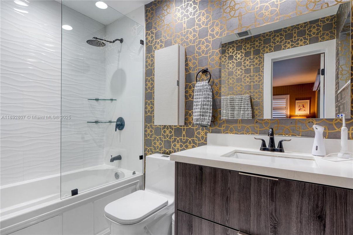 Bathroom, Glass Shower, Interior, Recessed Lighting