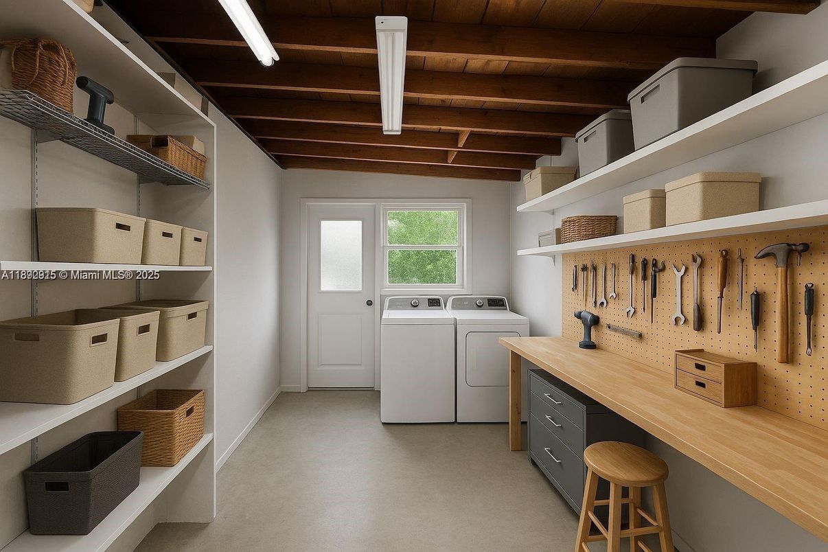 Interior, Washer, Wooden Beams, Wooden Ceilings