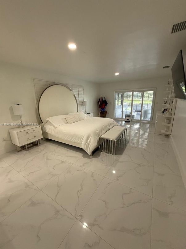 Bedroom, Interior, Marble, Recessed Lighting